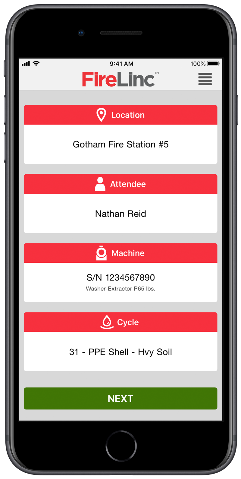 firelinc app displayed on phone